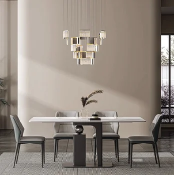 Сочетание итальянского легкого роскошного обеденного стола и стула, минималистичный современный дизайнерский обеденный стол для дома 2023 года выпуска
