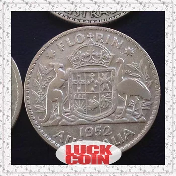 1 шт. Австралия 1946 1947 1951 1952 Серебряная монета номиналом 1 флорин, 62 шиллинга 1131 г