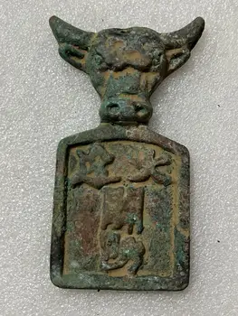 Антикварная коллекция бронзового жетона с головой быка Да Ляо
