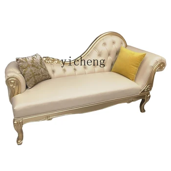 XL Шезлонг из массива дерева в американском стиле, Ткань, Кожа для балкона, Ленивое кресло для отдыха в европейском стиле