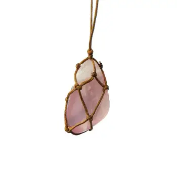 Натуральный камень Розовый Кварц Точечный Целебный Кристалл 2-3 см Ручной Работы, Оплетка для домашнего декора Драгоценный камень