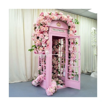 LFB1646 Удивительный дизайнерский реквизит для фотосессии, телефонная будка с искусственными цветами для украшения свадебного салона отеля