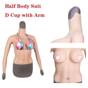 Косплей Силиконовые формы груди D-образной формы с наполовину облегающим костюмом Искусственная реалистичная грудь Косплей Костюмы для транссексуалов
