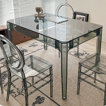 Новый Классический Стеклянный обеденный стол Офисный Маленький Мобильный Роскошный обеденный стол на открытом воздухе, современная мебель для прихожей