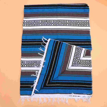 Смешанное Мексиканское одеяло, коврик для йоги, накидка, Тканый плед для спальни, Диван, автомобиль (синий, 130x180 см)