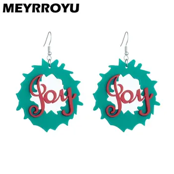 MEYRROYU, Новые серьги с надписью JOY Для женщин, Рождественский орнамент, Акриловые украшения неправильной формы в богемном стиле для праздничных вечеринок.