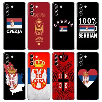 Флаг Сербии Прозрачный Чехол Для Телефона Samsung Galaxy S23 S22 5G S20 Ultra S21 FE 5G S10E S9 S8 S10 Plus Мягкая Противоударная Задняя Крышка