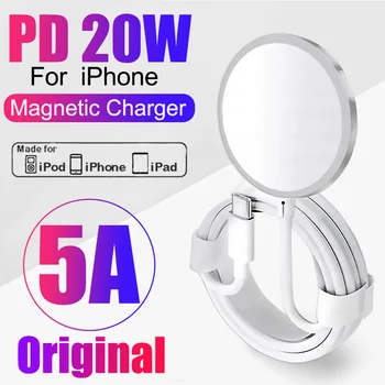 Для Оригинальной Магнитной Беспроводной Быстрой Зарядки Magsafe 20 Вт Для iPhone 15 14 13 12 11 Pro Max Mini X XR XS USB-C Кабель Для Быстрого Зарядного Устройства