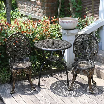 Простые металлические уличные стулья Для отдыха, Уличный стол Во дворе, Алюминиевые Балконные столы, Стулья, Комплект садовой мебели B
