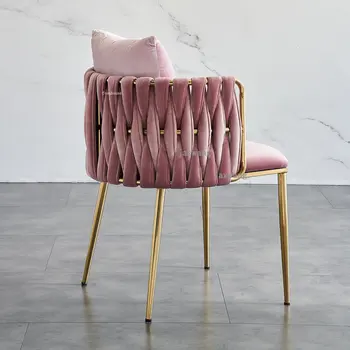 Дизайнерские фланелевые обеденные стулья Скандинавская мебель для столовой Домашний туалетный стул простой обеденный стул Изготовленное на заказ тканевое гостиничное кресло