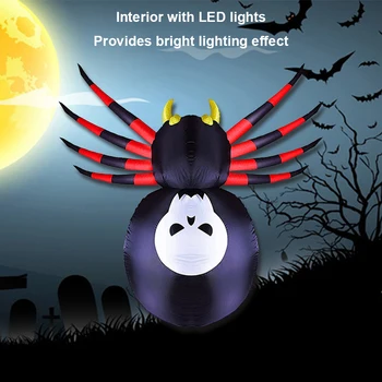 Надувная игрушечная модель-паук со светодиодной подсветкой Страшный Паук Декор 1,6 м Тема фестиваля Ветрозащитный для декора вечеринки в саду на Хэллоуин