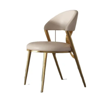 Золотой обеденный стол, стул, Роскошные стулья для столовой из мягкой кожи, шезлонги со спинкой для отдыха, ясли для кухни, мебель CC50CY