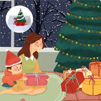 3D Рождественская поздравительная открытка Фестивальные Подарки Реквизит Семья Друзья Рождественская открытка