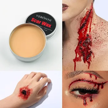 Набор для макияжа с поддельным кровяным гелем, Косметическая рана с двусторонним скребком, имитирующим рану, Принадлежности для косплея на сцене
