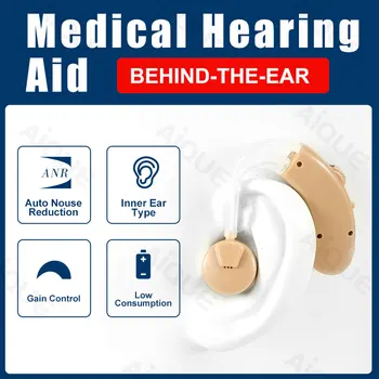 Мини-слуховой аппарат AiQUE, чехол для наушников, регулируемые звуковые устройства, портативный слуховой усилитель, мощный для глухих пожилых людей