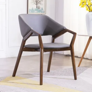 Обеденные стулья из серого дерева, Современный кожаный подлокотник, Итальянское офисное дизайнерское кресло, мебель для спальни Clear Silla Comedor Home Furniture