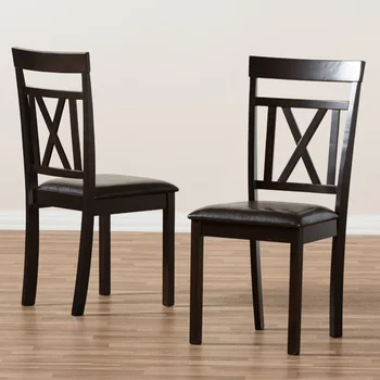 Обеденный стул Rosie Cross со спинкой - комплект из 2 обеденных стульев с современной темно-коричневой обивкой из искусственной кожи