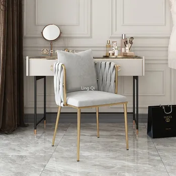 Дизайнерские удобные обеденные стулья с золотыми ножками, Серые стулья для гостиной для взрослых, Прозрачные Украшения интерьера салона Fauteuil