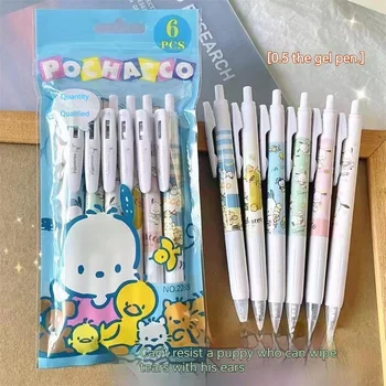 24шт Мультяшная Гелевая ручка Sanrio Kuromi Hello Kitty Pochacco Press Pens Студенческие Канцелярские принадлежности 0,5 Черного цвета Канцелярские принадлежности Подарок на День рождения
