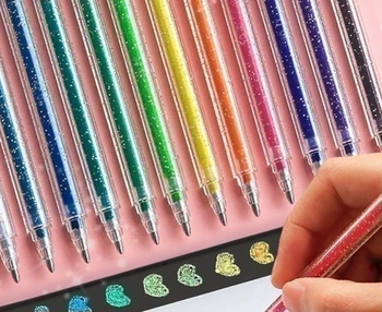 Мечтательная гелевая ручка с металлическим блеском, справочник по сверкающим цветам, гелевая ручка для детей, меняющая цвет, звездная блестящая ручка