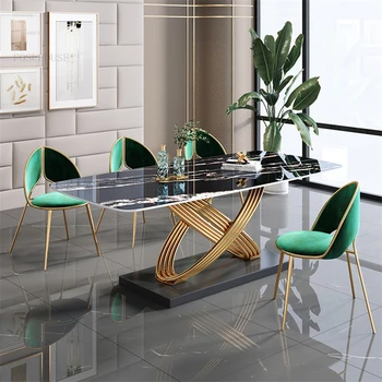 Обеденные столы из сланца скандинавской роскоши, современный Простой обеденный стол для небольшой квартиры, Дизайнерские офисные столы для переговоров B