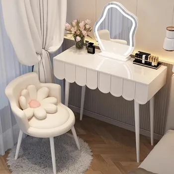 Комод Туалетные столики Стул Зеркало для макияжа со светодиодной подсветкой Современный шкаф для хранения в спальне Nordic Tavolino Da Trucco Консольная мебель LJ50DT